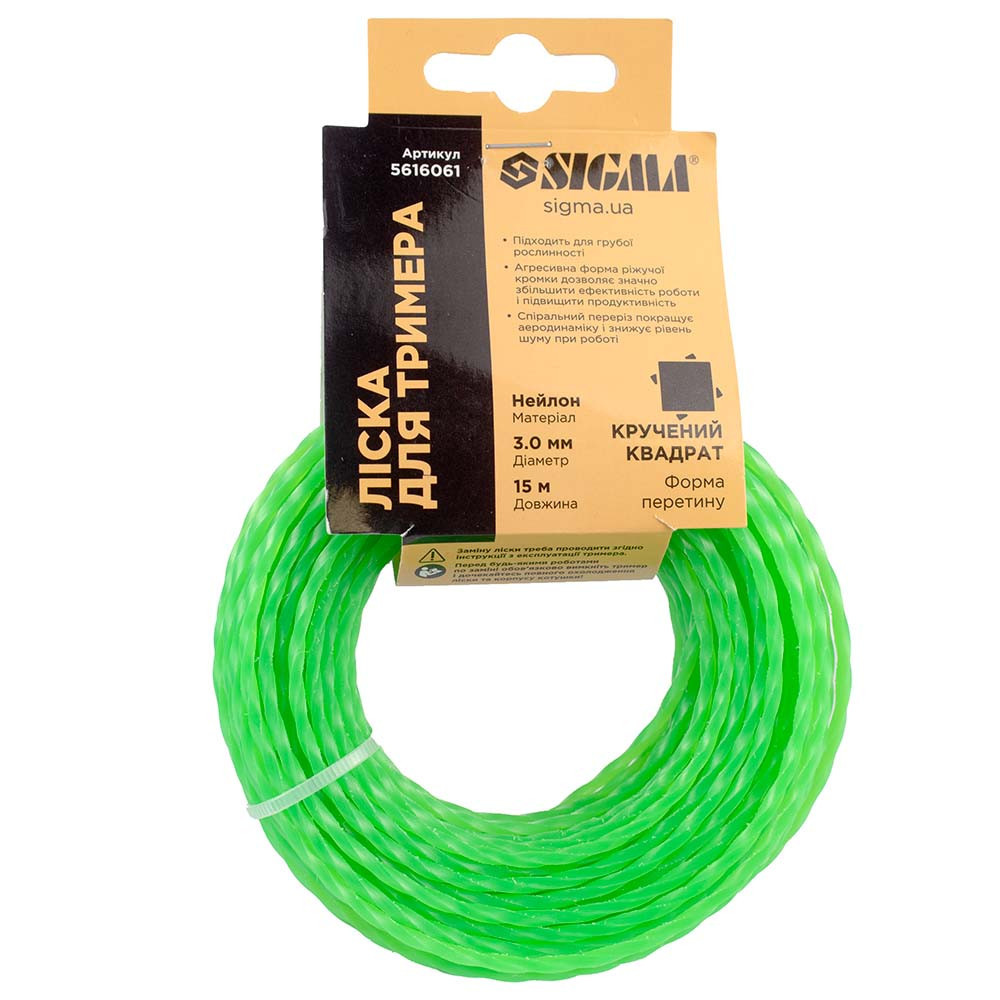 Волосінь для тримера кручений квадрат Ø2.7 мм 15 м SIGMA (5616051) Київ - фото 7