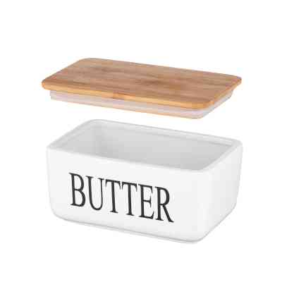 Масленка кухонная Ardesto Midori 16.5х10х8см, кераміка, бамбук, біла (AR0908W) Вінниця