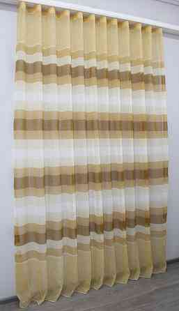 Тюль батист с полосками цвет бежевый с коричневым 1101т Киев