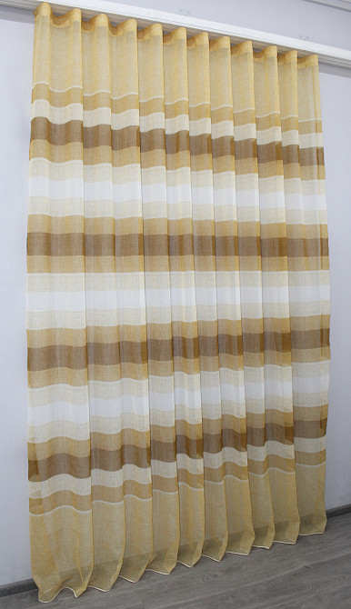 Тюль батист с полосками цвет бежевый с коричневым 1101т Киев - изображение 3