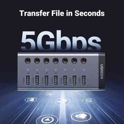 Концентратор Ugreen USB 3.0 to 7xUSB 3.0 with power supply CM481 gray (90307) Вінниця