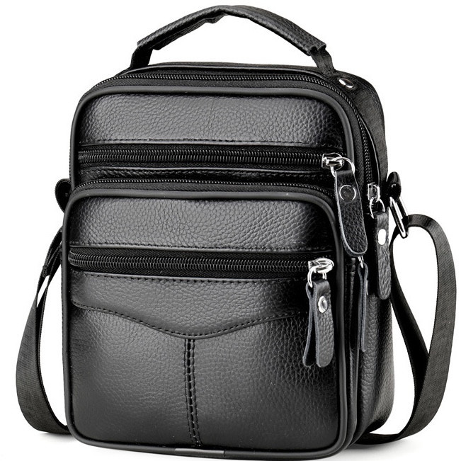 Мужская сумка-барсетка 17x21x9, кожаная сумочка планшет Tiding Bag 75003 черная Каменское - изображение 9