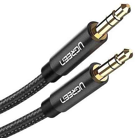Аудіо кабель UGREEN AV112 3.5mm Male to 3.5mm Male Cable Gold Plated Metal Case with Braid 1m (Black)(UGR-50361) (UGR-50361) Киев