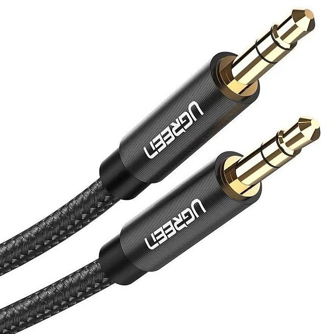 Аудіо кабель UGREEN AV112 3.5mm Male to 3.5mm Male Cable Gold Plated Metal Case with Braid 1m (Black)(UGR-50361) (UGR-50361) Київ - фото 1