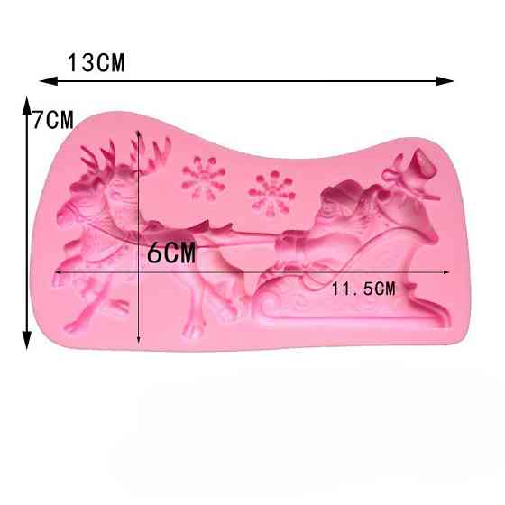 Молд новогодний Олени и Дед Мороз 130 на 70 мм розовый Киев