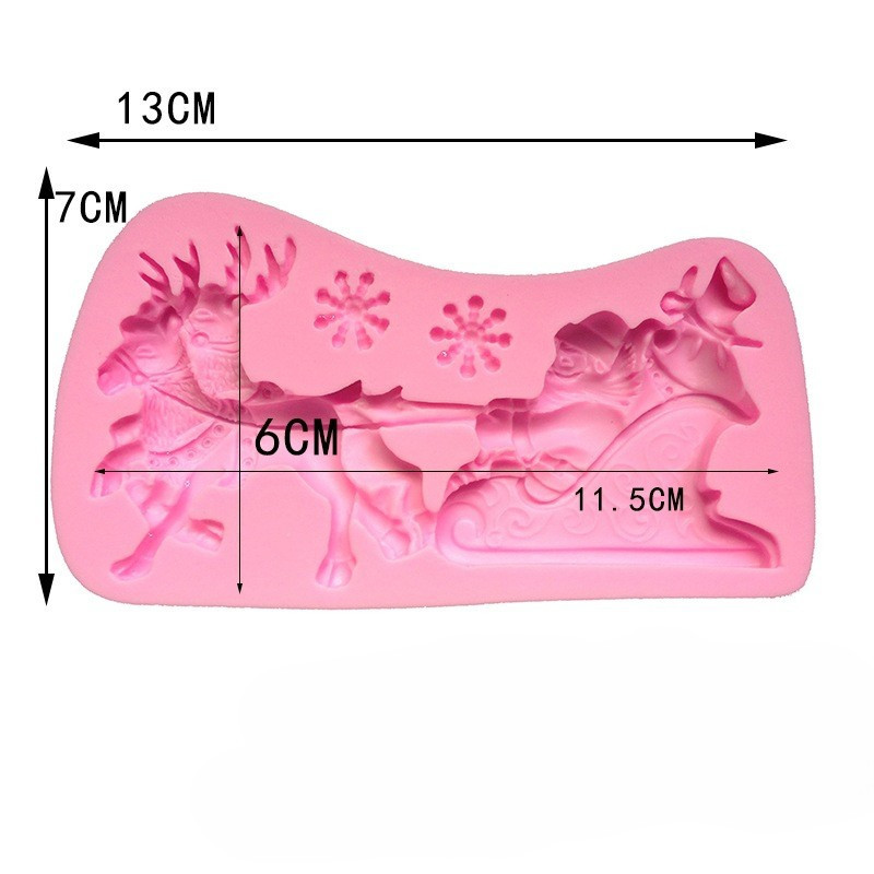 Молд новогодний Олени и Дед Мороз 130 на 70 мм розовый Киев - изображение 2