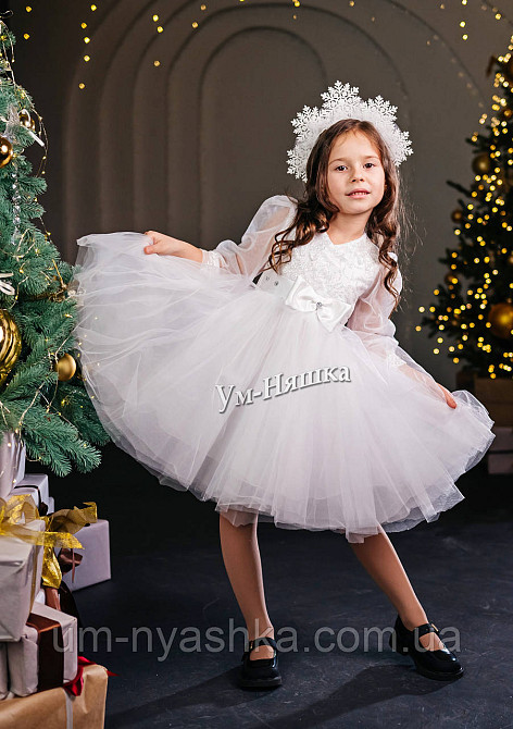 Платье Снежинка Белое нарядное платье для девочки с блестками Кривой Рог - изображение 6