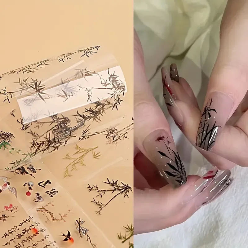 Стикеры для маникюра с китайскими символами – набор 10 листов в винтажном стиле Киев - изображение 3