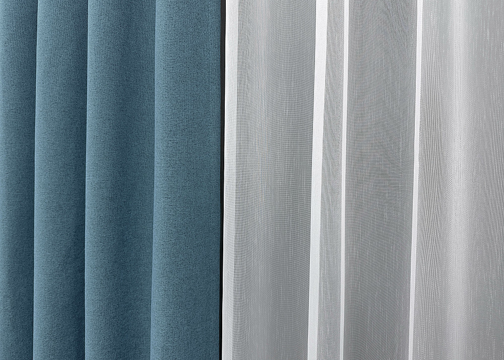 Комплект штор VR-Textil 100% блекаут ASHEN NIGHT 150х270 2шт і Тюль 600х270 1852ш-1153т синій з білим 71-093/5 Київ - фото 8