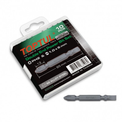 Набір біт Toptul двосторонніх 1/4" PH2хSL6 L65мм 10шт. (GAAW1004) Вінниця - фото 1