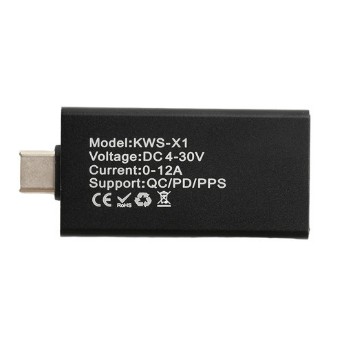USB тестер KWS-X1 Type-C 4–30 В 12 А QC PD PPS для вимірювання струму, напруги та потужності Київ - фото 3
