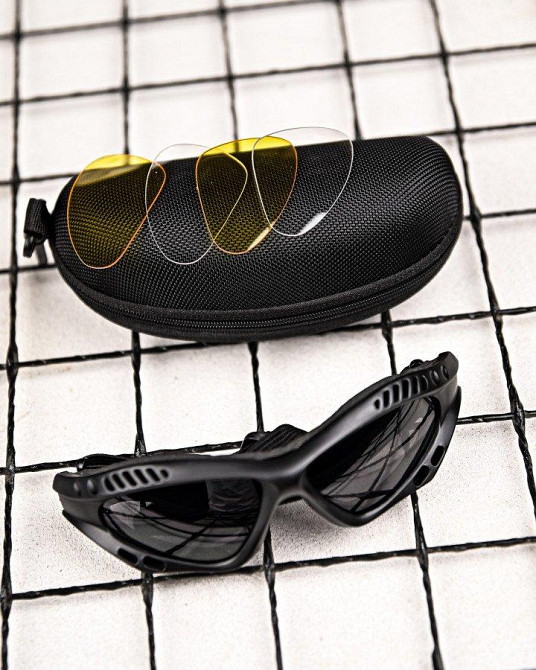 Тактические защитные очки с сменными линзами, вентилируемые black ПП7828 Одесса - изображение 4