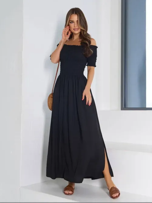 Платье макси с открытыми плечами лен-котон с открытыми плечами Одесса - изображение 11