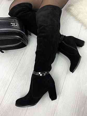 Kluchini Ботфорты женские KLUCHINI черные натуральная замша высота 50см обхват голени 36-39см к Коломия