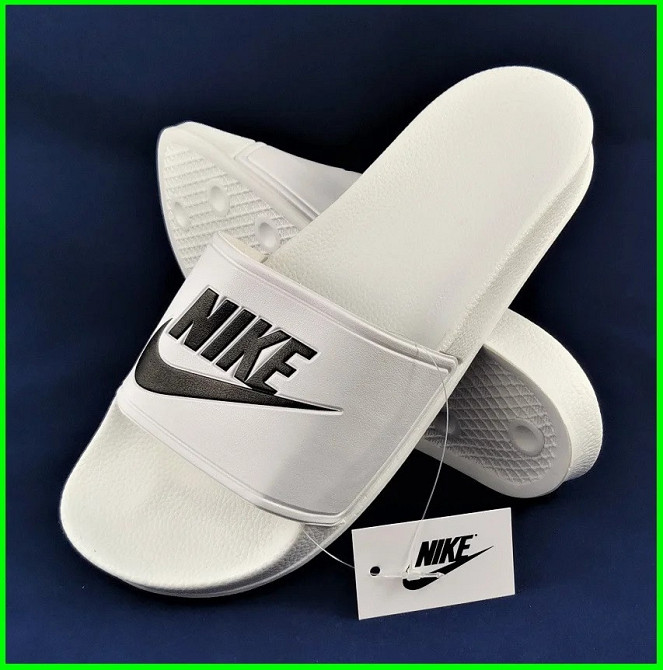 Мужские Белые Шлёпанцы Nike Сланцы Тапочки Найк (размеры: 45) Днепр - изображение 6