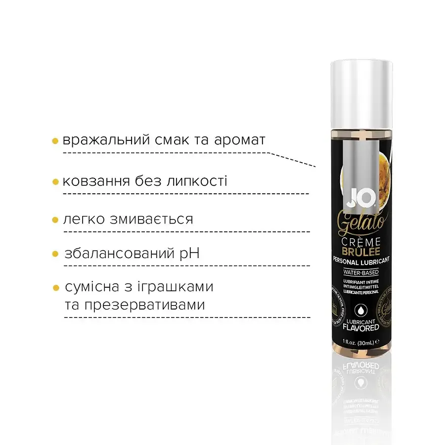 Змазка на водній основі System JO GELATO CremeBrulee (30 мл) без цукру, парабенів та пропіленгліколю Львів - фото 3