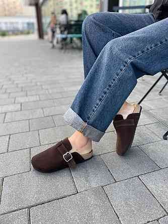 SEE SEVEN Стильні шльопанці жіночі замшеві із закритим носком шоколадні SEE SEVEN 1611 Коломыя