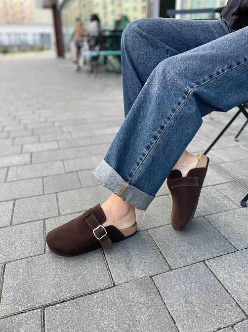 SEE SEVEN Стильні шльопанці жіночі замшеві із закритим носком шоколадні SEE SEVEN 1611 Коломыя - изображение 3