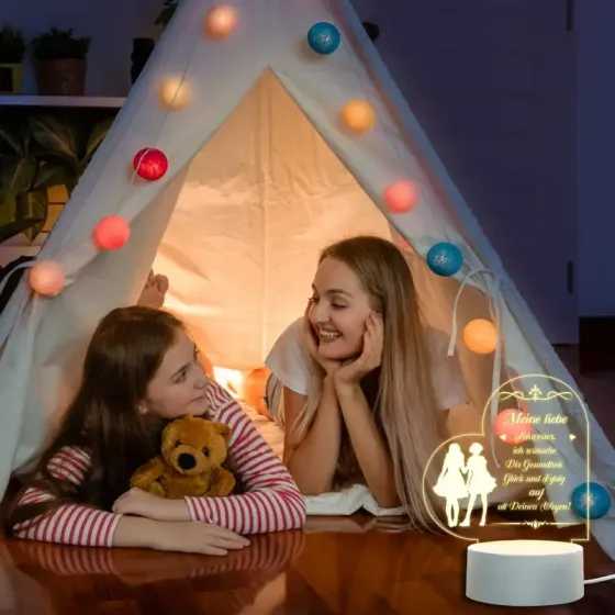 Нічник у формі серця з гравіюванням для сестри LED AIRUEEK, подарунок на день народження, USB 3D лам Київ