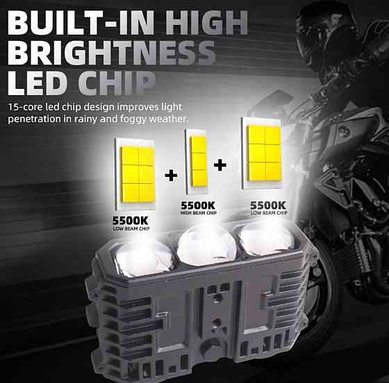 Комплект Bi-LED модулів Sanvi S30 60/90W 6000K 12V — ближнє + дальнє світло, 2 шт Харків