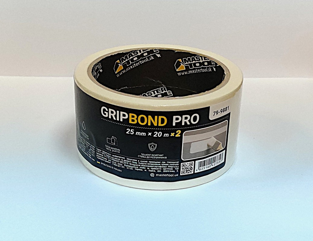 MASTERTOOL Стрічка малярна універсальна MASTERTOOL GripBond Pro 25 мм×20 м 2 шт біла 79-9881 Коломыя - изображение 1