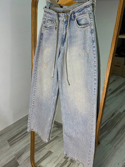 Джинсы женские I8 52406 широкие Baggy бананы с поясом веревкой голубые, голубой, 30, 30, 82 см, 119 см Киев - изображение 4