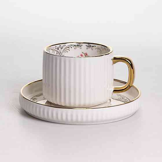 Yiwu Столовий набір посуду тарілок і чашок 32 предмети на 6 персон «Золотий Кант» порцеляновий Коломия