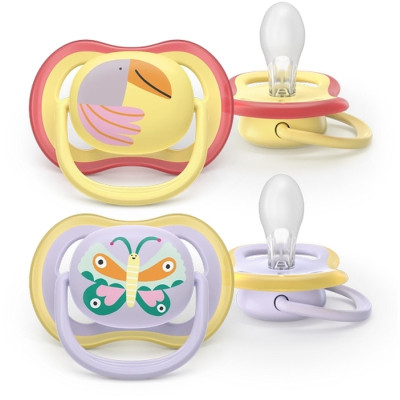 Пустышка Philips AVENT Ultra Air 0-6 місяців 2 шт жовто-фіолетова (SCF087/04) Винница - изображение 1