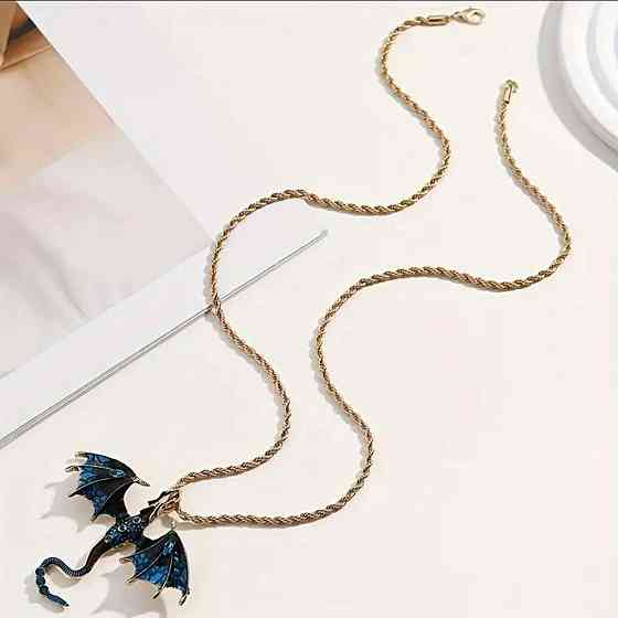 Подвеска с драконом на цепочке – античное золото с кристаллами, фантазийное украшение Киев