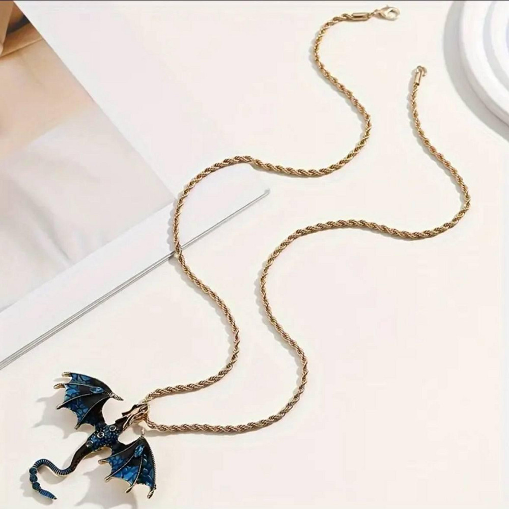 Подвеска с драконом на цепочке – античное золото с кристаллами, фантазийное украшение Киев - изображение 2