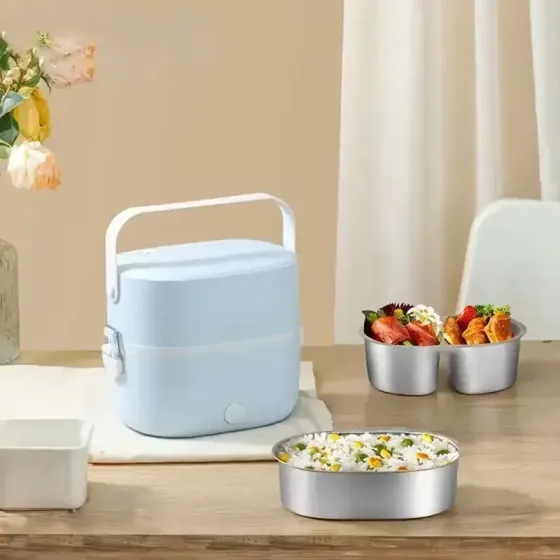 Ланч-бокс с подогревом объемом 1 л на два контейнера с крышками LY-800 Коломия