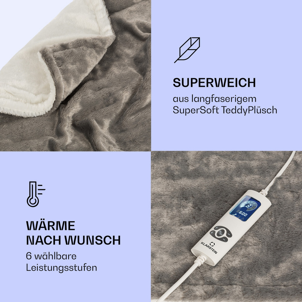 Доктор Електрична ковдра Watson SuperSoft 160 Вт, 180 x 130 см, плюшевий ведмедик, кремовий (Німеччина, читати Рівне - фото 3