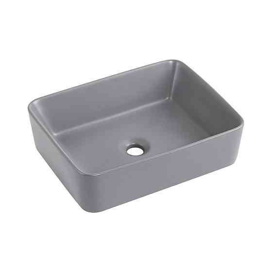 Раковина накладна Qtap Tern 480x370x135 мм, Stone grey, прямокутна, з донним клапаном QT17116069SG Київ