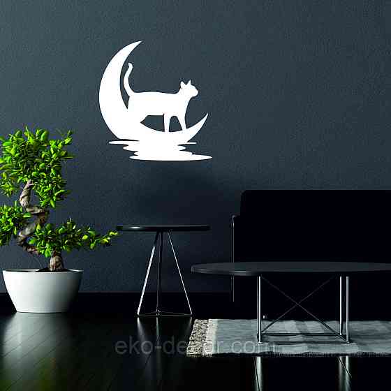 Декоративное настенное 3D Панно «Кот» Декор на стену с объемом 90*84 см, Белый Киев