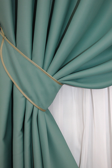 Комплект готовых штор VR-Textil Блэкаут Midnight № 1229ш Бирюзовый 150х290 см 2 шт (33-0057) Киев - изображение 5