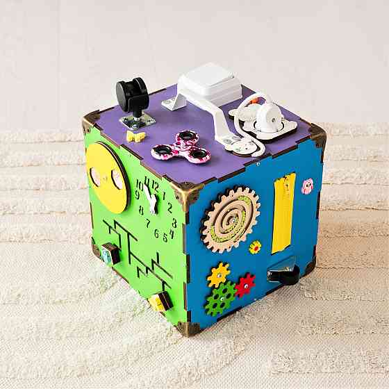 Маленький Бізікуб 23*23*23 Різнобарвний дитячий розвивальний куб Бізіборд Київ