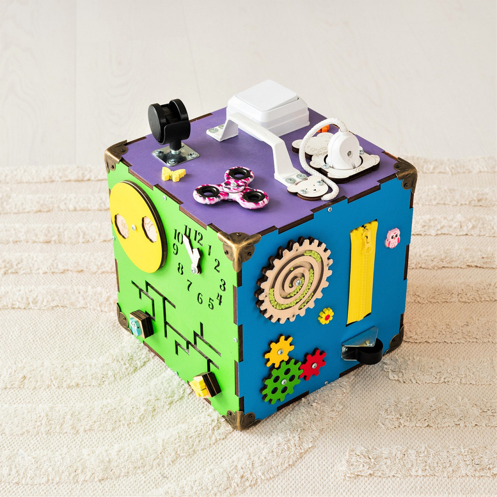 Маленький Бізікуб 23*23*23 Різнобарвний дитячий розвивальний куб Бізіборд Тернопіль - фото 1