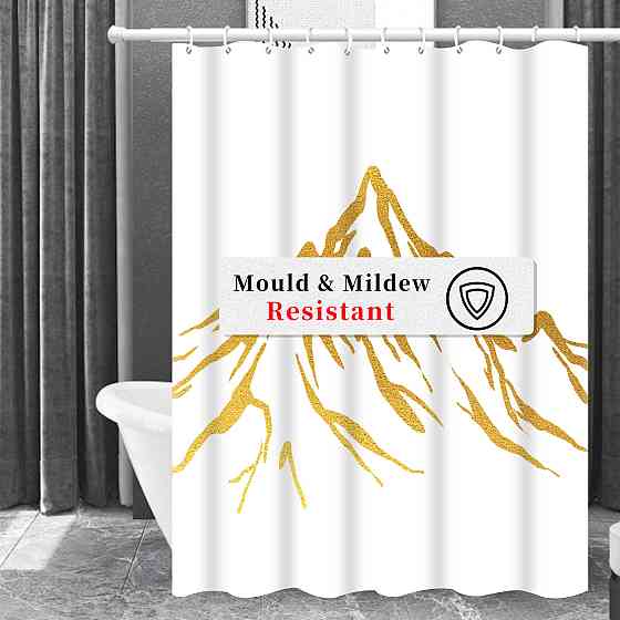 Шторка для ванны из полиэстера водонепроницаемая Bathlux 180x180 см с кольцами, занавеска для ванной комнаты Каменец-Подольский