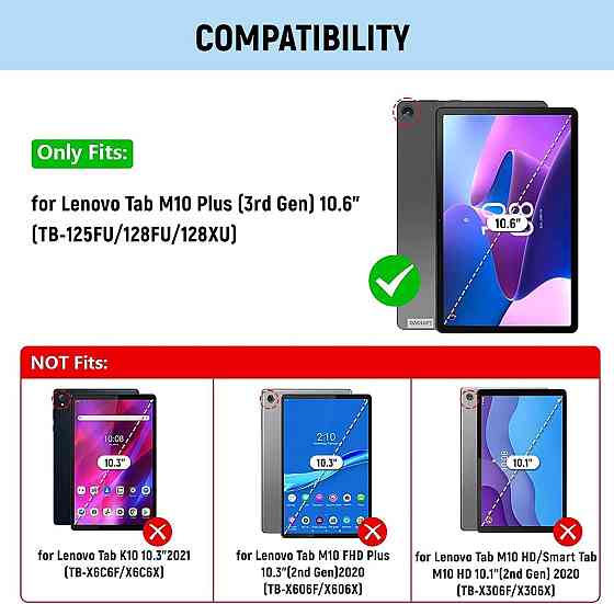 Чохол з Bluetooth-клавіатурою для Lenovo Tab M10 Plus 3-го покоління 10.6”, блакитний з тримачем для стилуса, QWERTY розкладка Київ