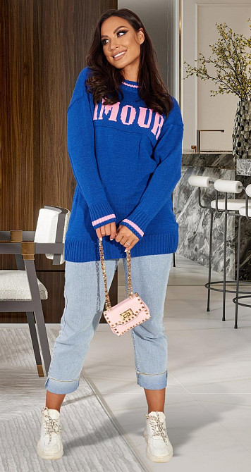 Светр туніка з написом (48-52) Київ - фото 2