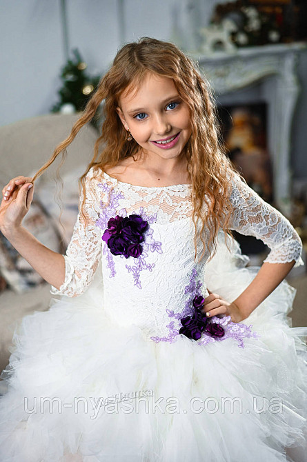 Лавандовое нарядное платье омбре с рукавчиками 140-158 Кривой Рог - изображение 4