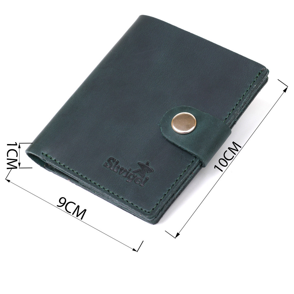 Компактное винтажное портмоне Shvigel 16456 Зеленый Киев - изображение 4