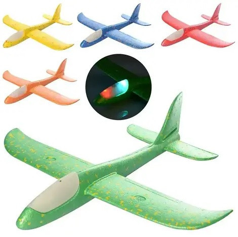 Літак планер з пінопласту 48 см /світиться/ LED Дніпро - фото 1