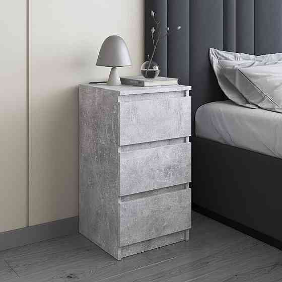 Тумба прикроватная VAYS, в спальню, современная, 3 ящика, без ручек R-30 Бетон Львов