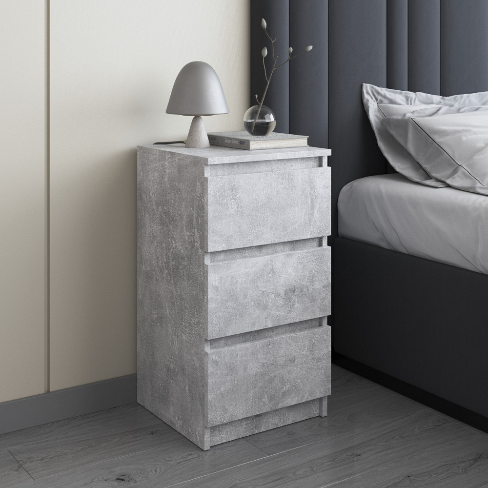 Тумба прикроватная VAYS, в спальню, современная, 3 ящика, без ручек R-30 Бетон Львов - изображение 1
