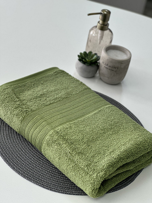 Полотенце банное Ideal Textile однотонное 500 г/м2 70х140 см (56860394) Оливка 1 шт Черновцы - изображение 2