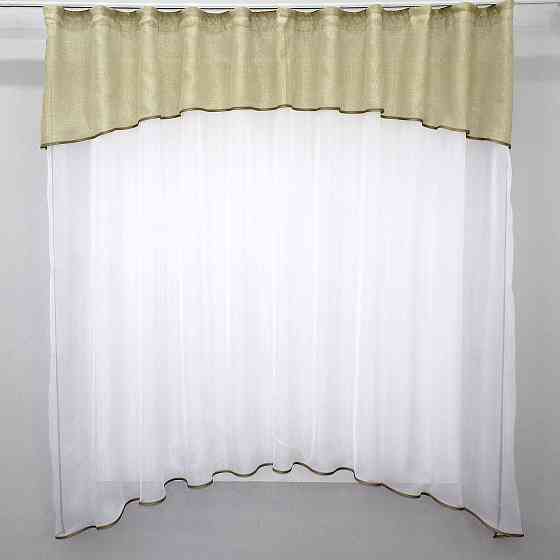 Кухонная гардина VR-Textil № 036к арка  белый с золотистым 270х170 см (52-0124) Киев