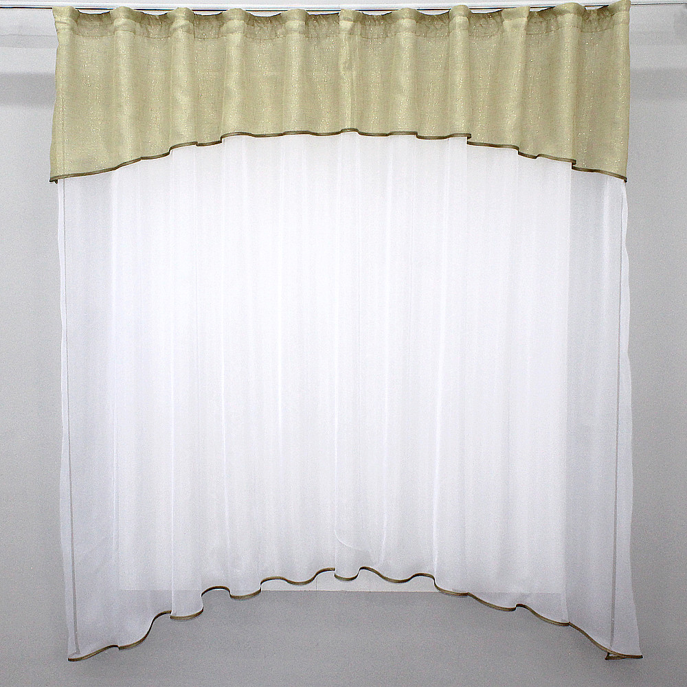 Кухонная гардина VR-Textil № 036к арка  белый с золотистым 270х170 см (52-0124) Киев - изображение 1