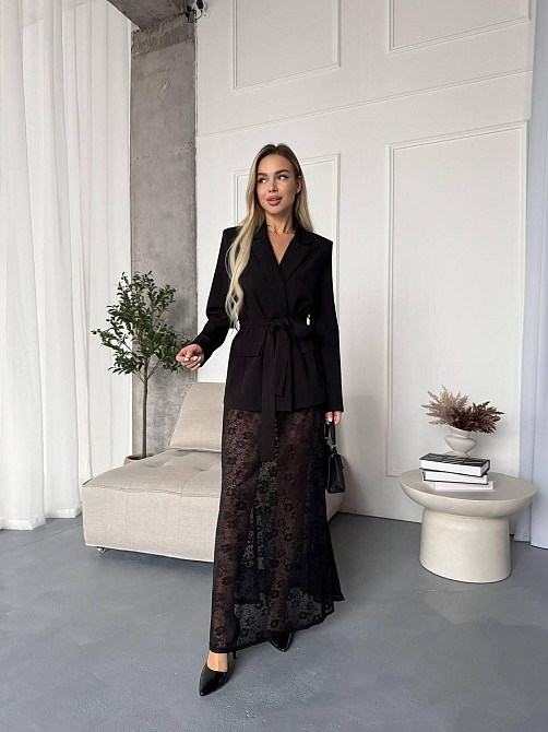 Женский стильный трендовый костюм двойка: жакет + юбка, костюмная ткань,гипюр + трикотажная подкладка Одесса - изображение 1