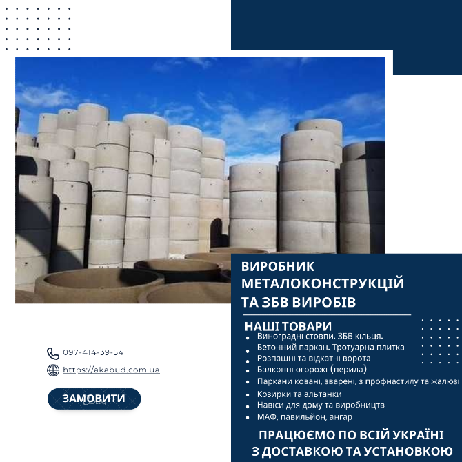 Бетонные заборы от производителя в Украине. Сбв кольца, дно, крышка Кривой Рог - изображение 2